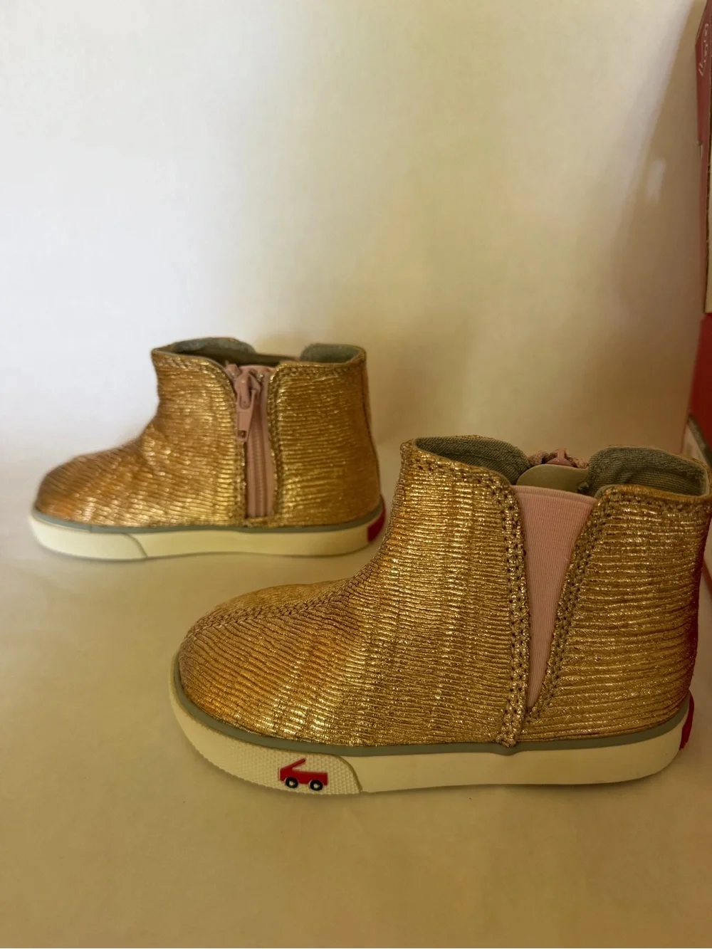 See Kai Run Red Kids Shoe Box with Car Graphics